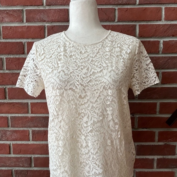 •Antonelli Firenze Silk Lace cream Short Sleeve Top Blouse S… - Picture 12 of 14